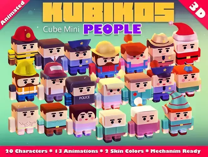 KUBIKOS - People 20 Animated Cube Characters