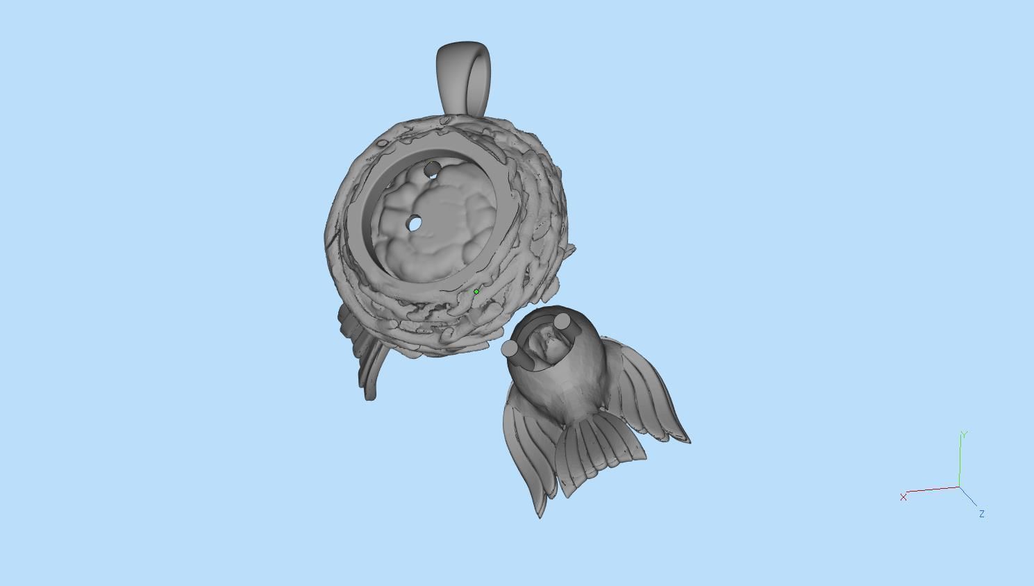 pendant two birds in nest 3D print model_17
