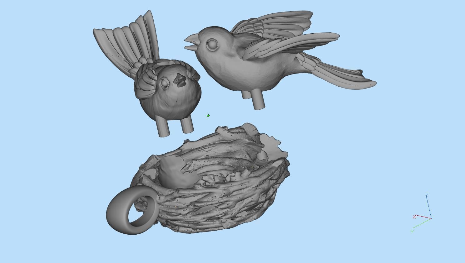 pendant two birds in nest 3D print model_13