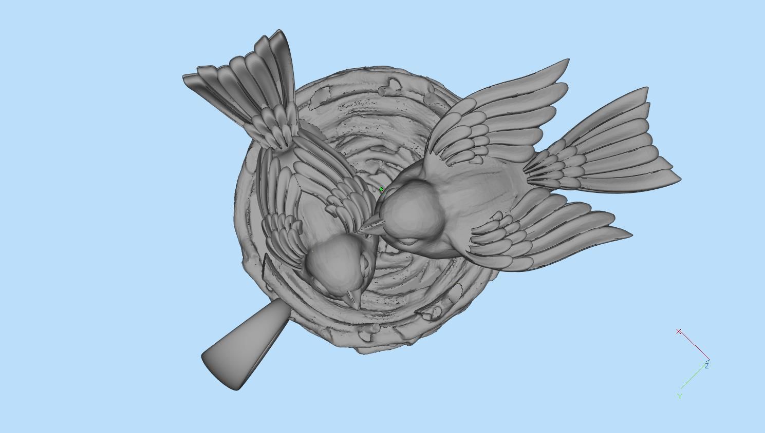 pendant two birds in nest 3D print model_12
