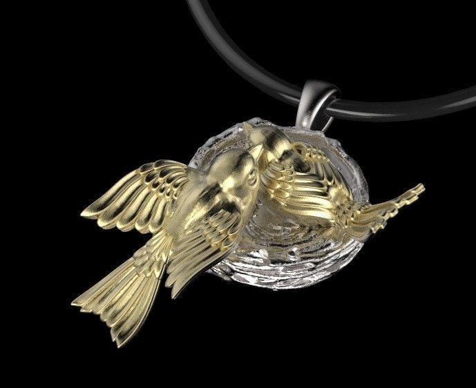 pendant two birds in nest 3D print model_20