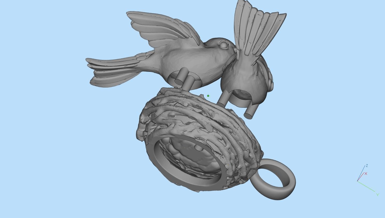 pendant two birds in nest 3D print model_5