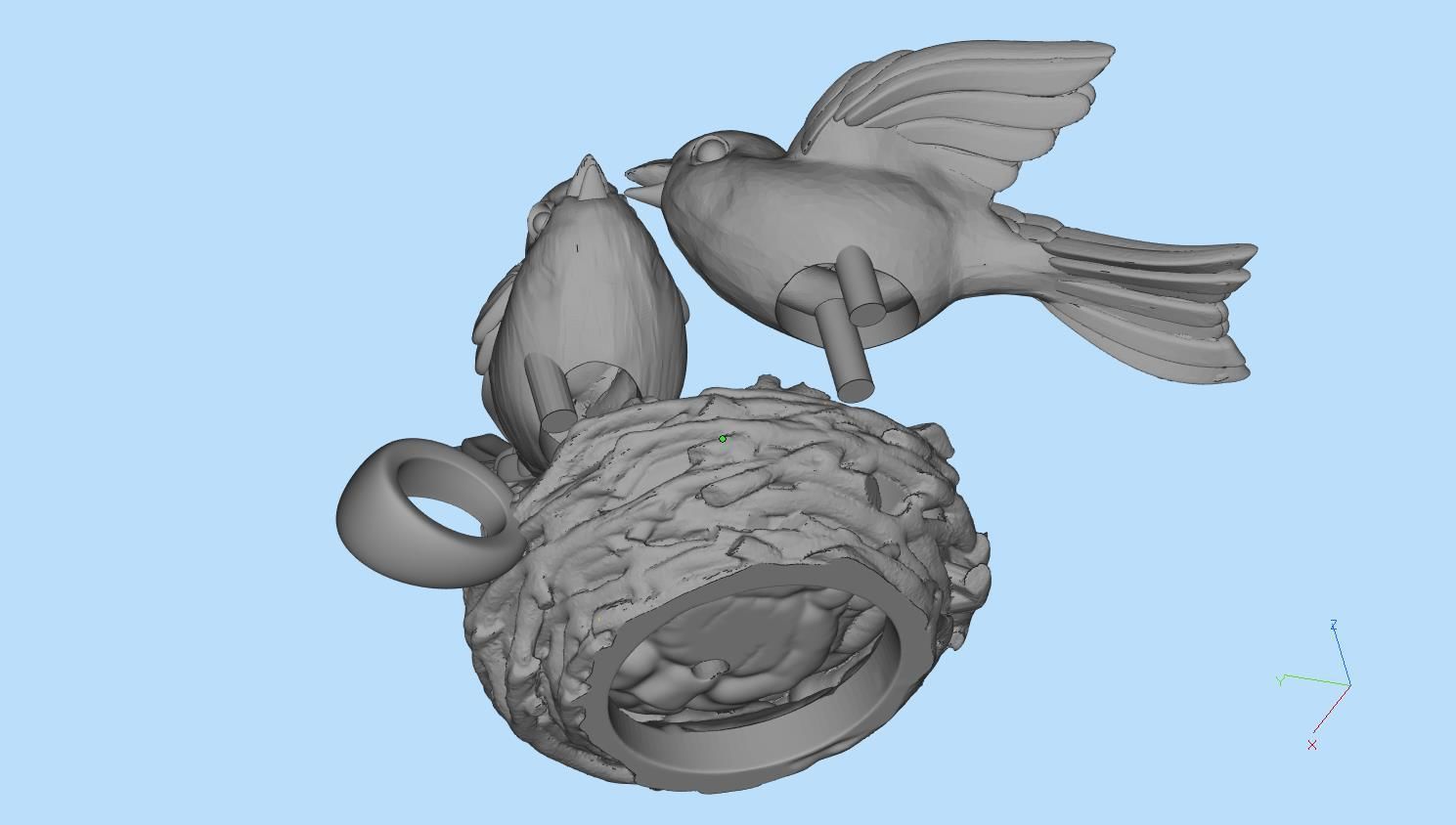 pendant two birds in nest 3D print model_14