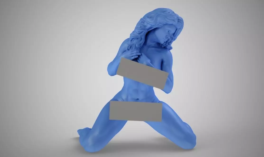 Unwinking woman holding piece of paper 3D print model