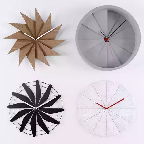 Clock origami wall made of wood