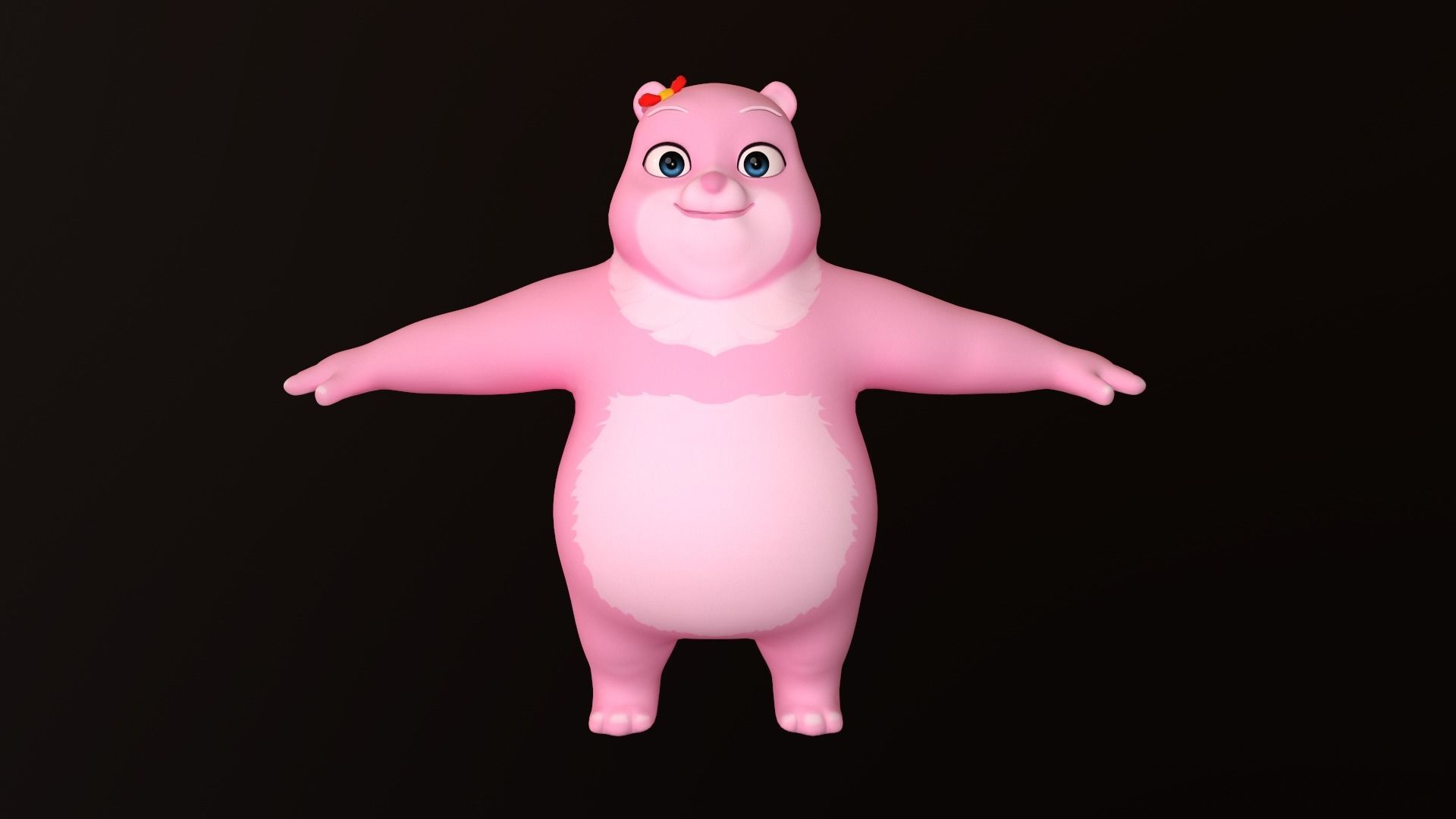 Asset - Cartoons - Character - Bear Pink - Rig - Hight Poly Low-poly 3D model_3