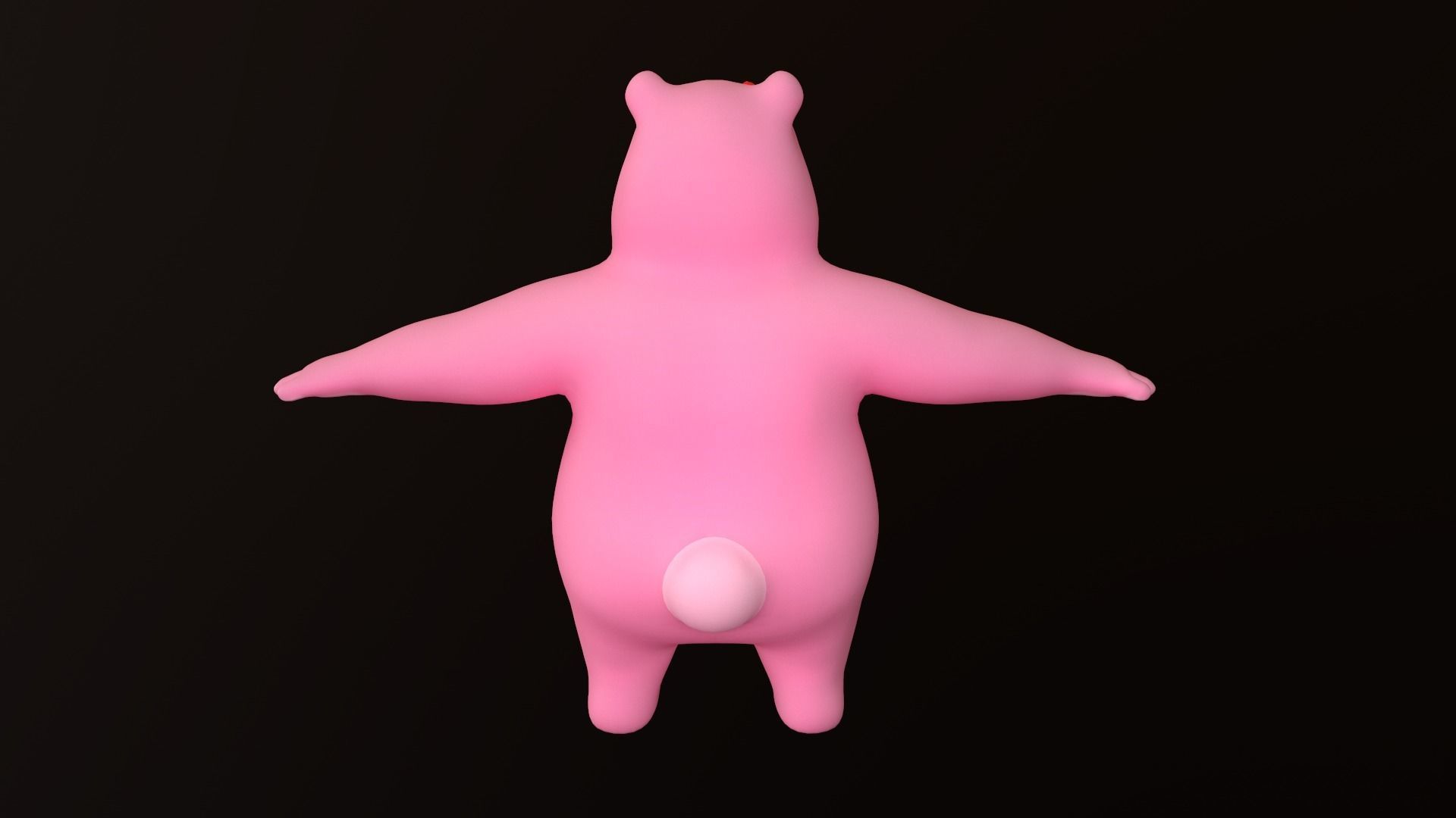 Asset - Cartoons - Character - Bear Pink - Rig - Hight Poly Low-poly 3D model_6