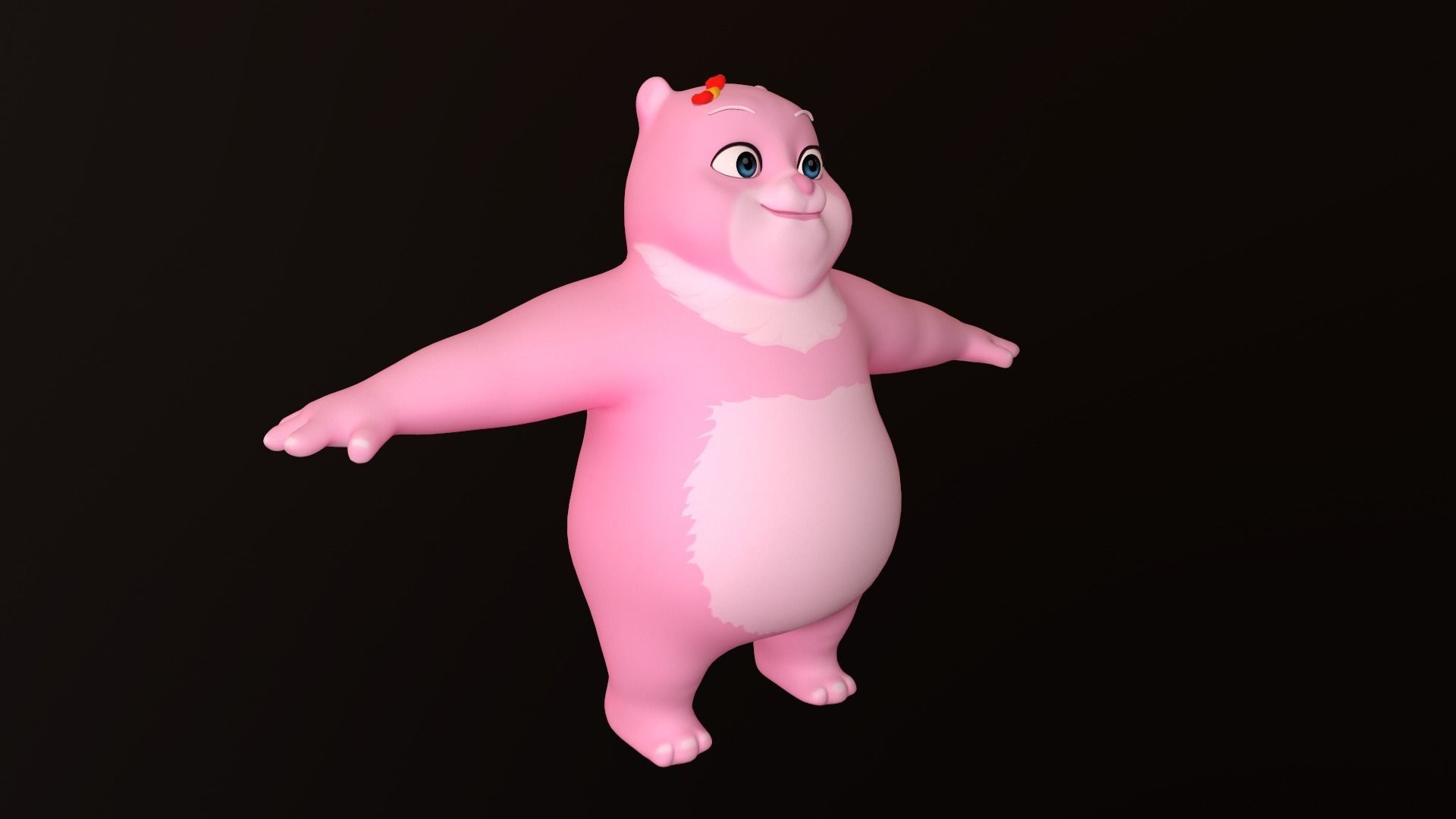 Asset - Cartoons - Character - Bear Pink - Rig - Hight Poly Low-poly 3D model_4
