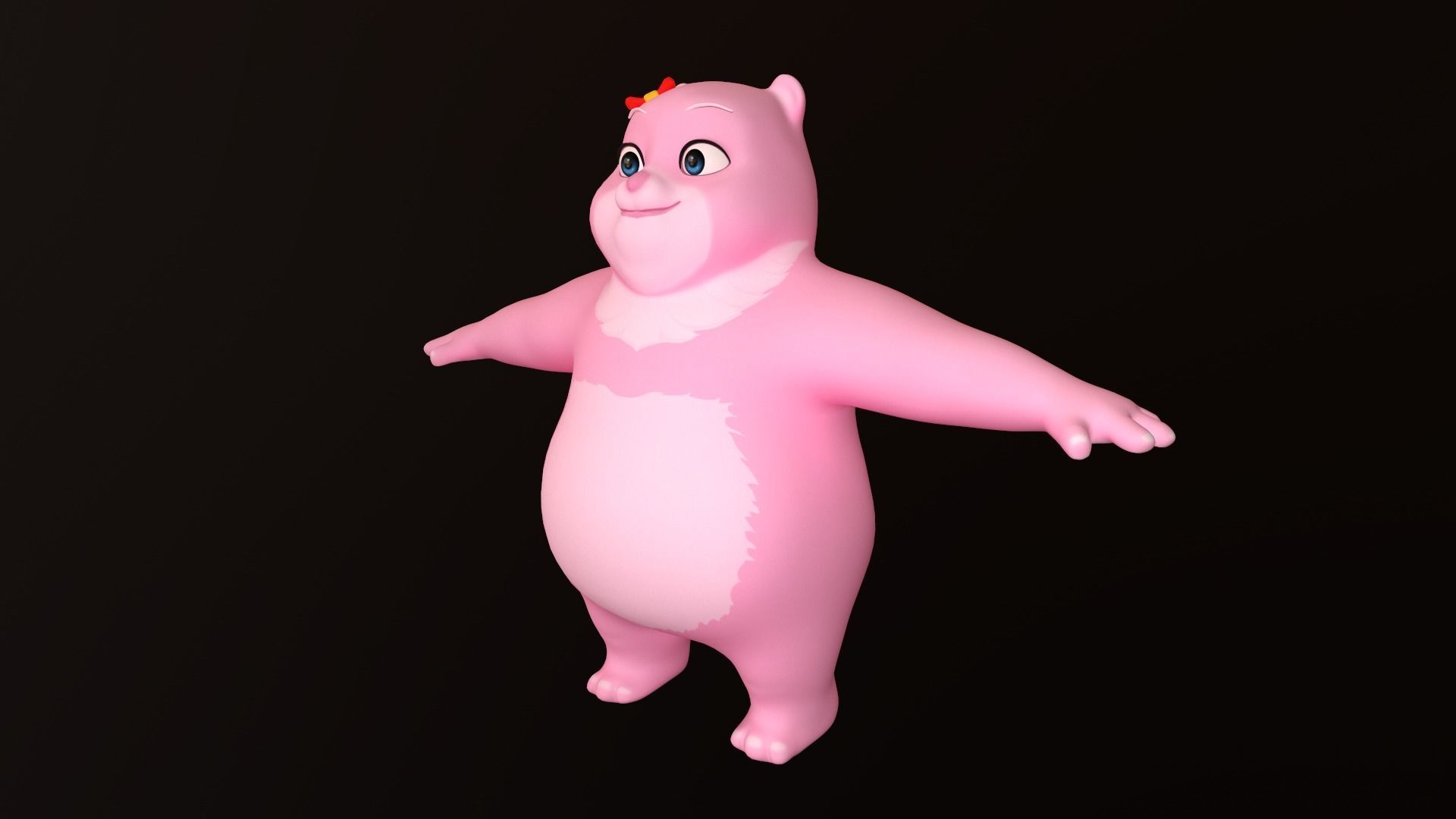 Asset - Cartoons - Character - Bear Pink - Rig - Hight Poly Low-poly 3D model_7