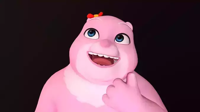 Asset - Cartoons - Character - Bear Pink - Rig - Hight Poly Low-poly 3D model