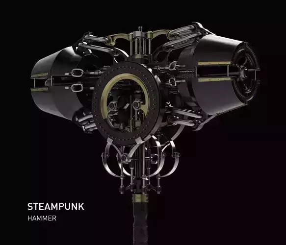steampunk hammer weapon Thor game 3D model