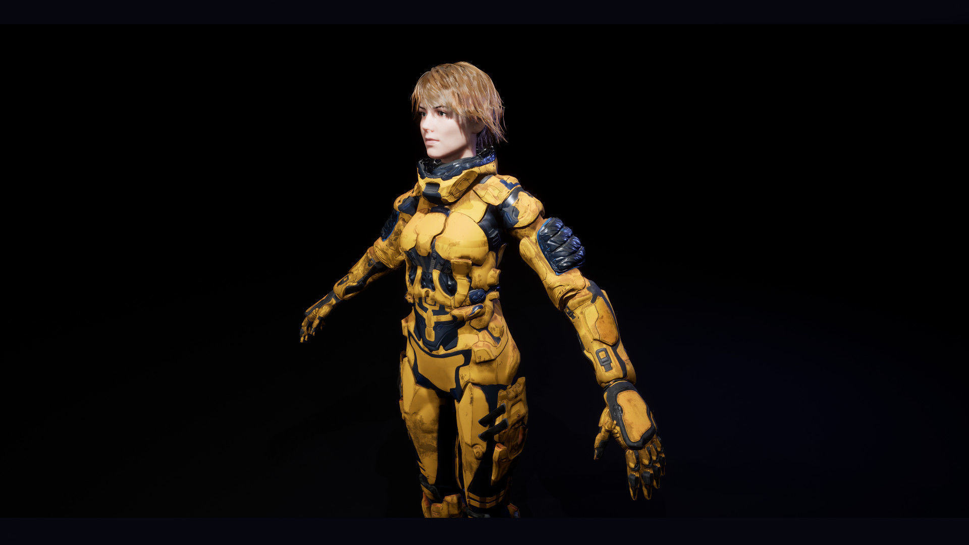 SciFi Unit Female Low-poly 3D model_9