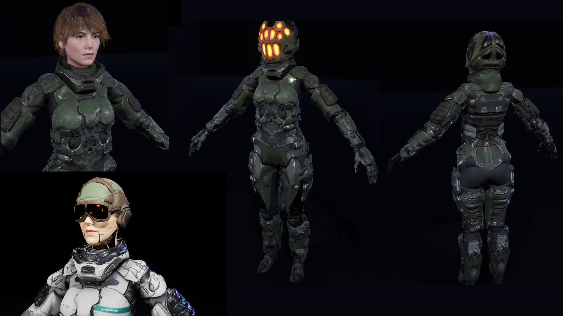 SciFi Unit Female Low-poly 3D model_6