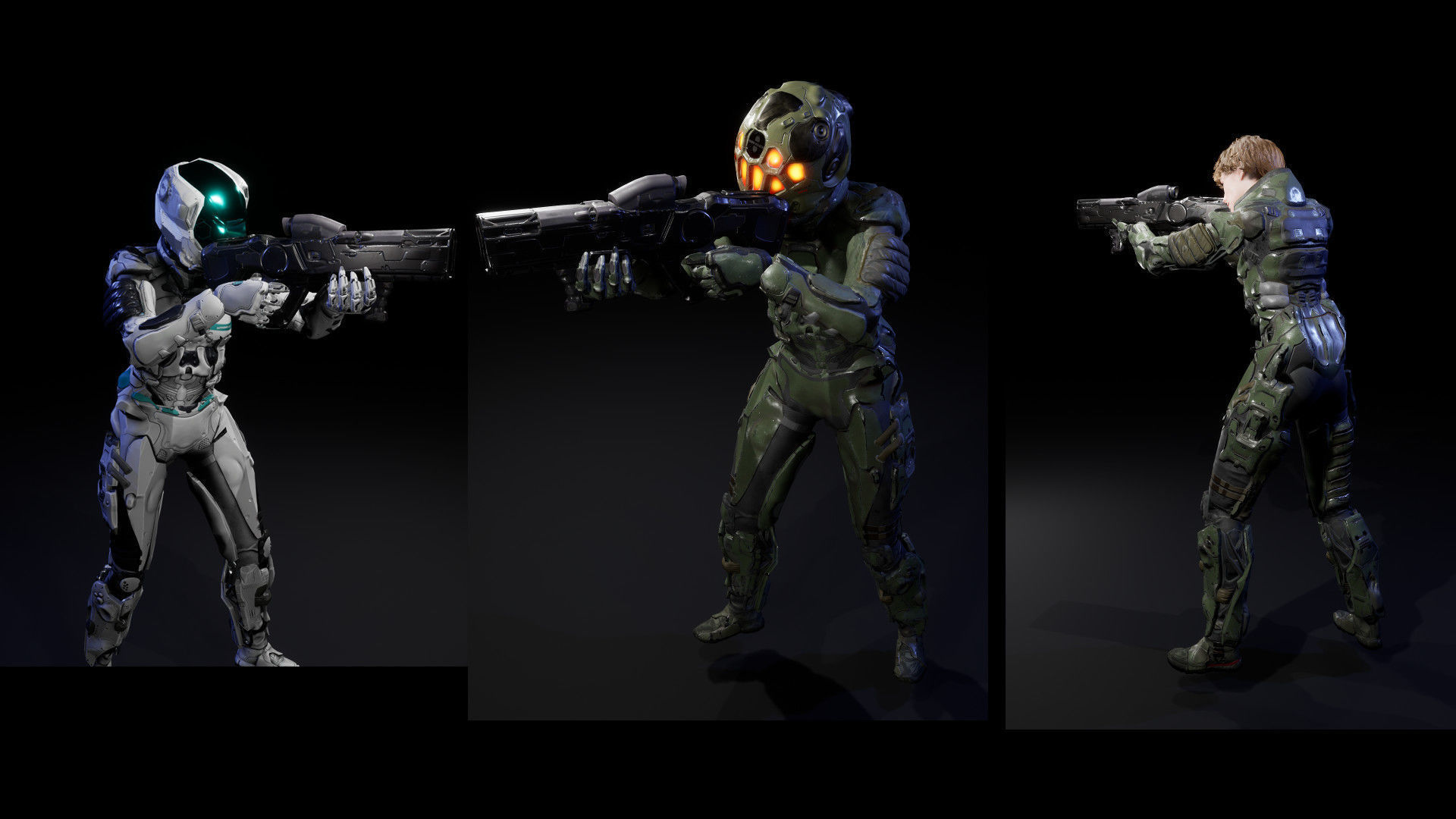 SciFi Unit Female Low-poly 3D model_7