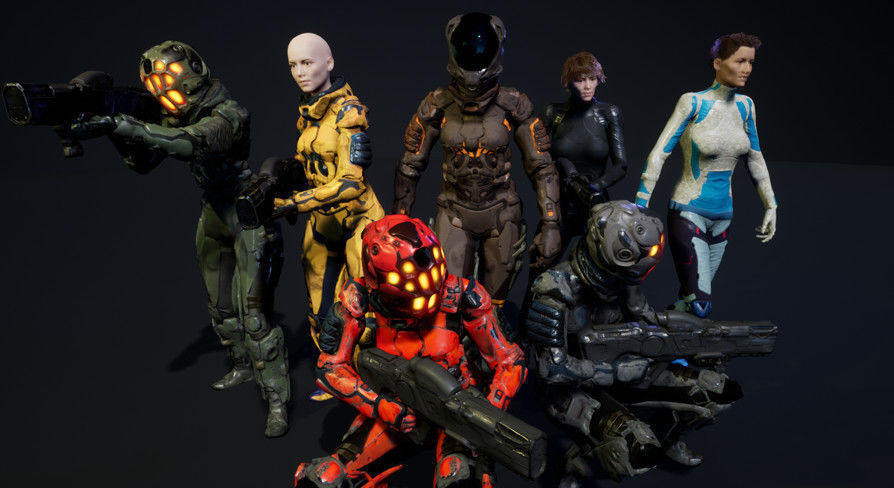 SciFi Unit Female Low-poly 3D model_5