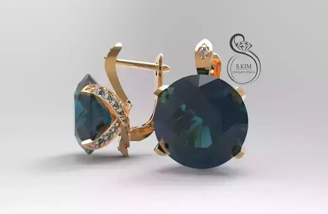 Earring with gem 11mm