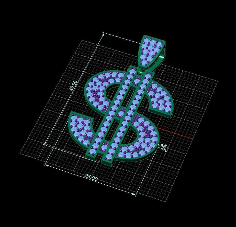 Dollar pendant 3D print model_1