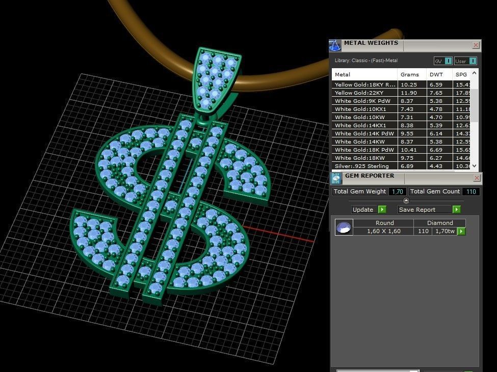 Dollar pendant 3D print model_2