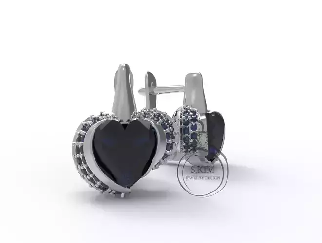 Heart earrings gem 8mm