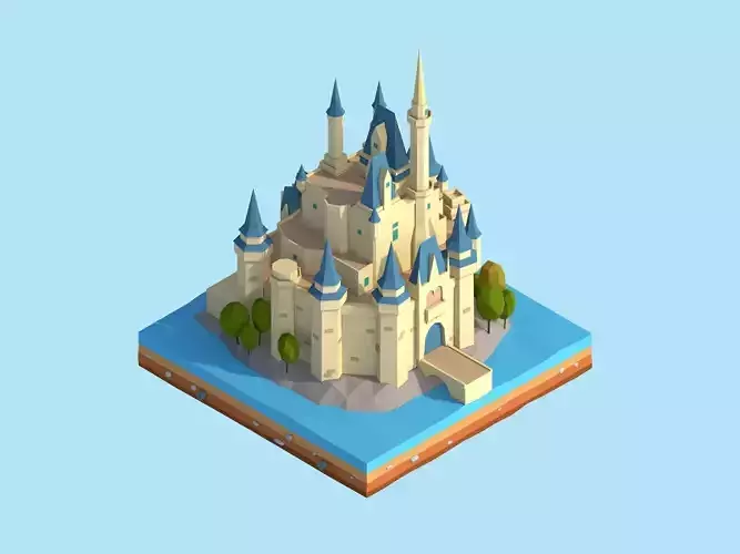 Cartoon Low Poly Disney Castle  Low-poly 3D model
