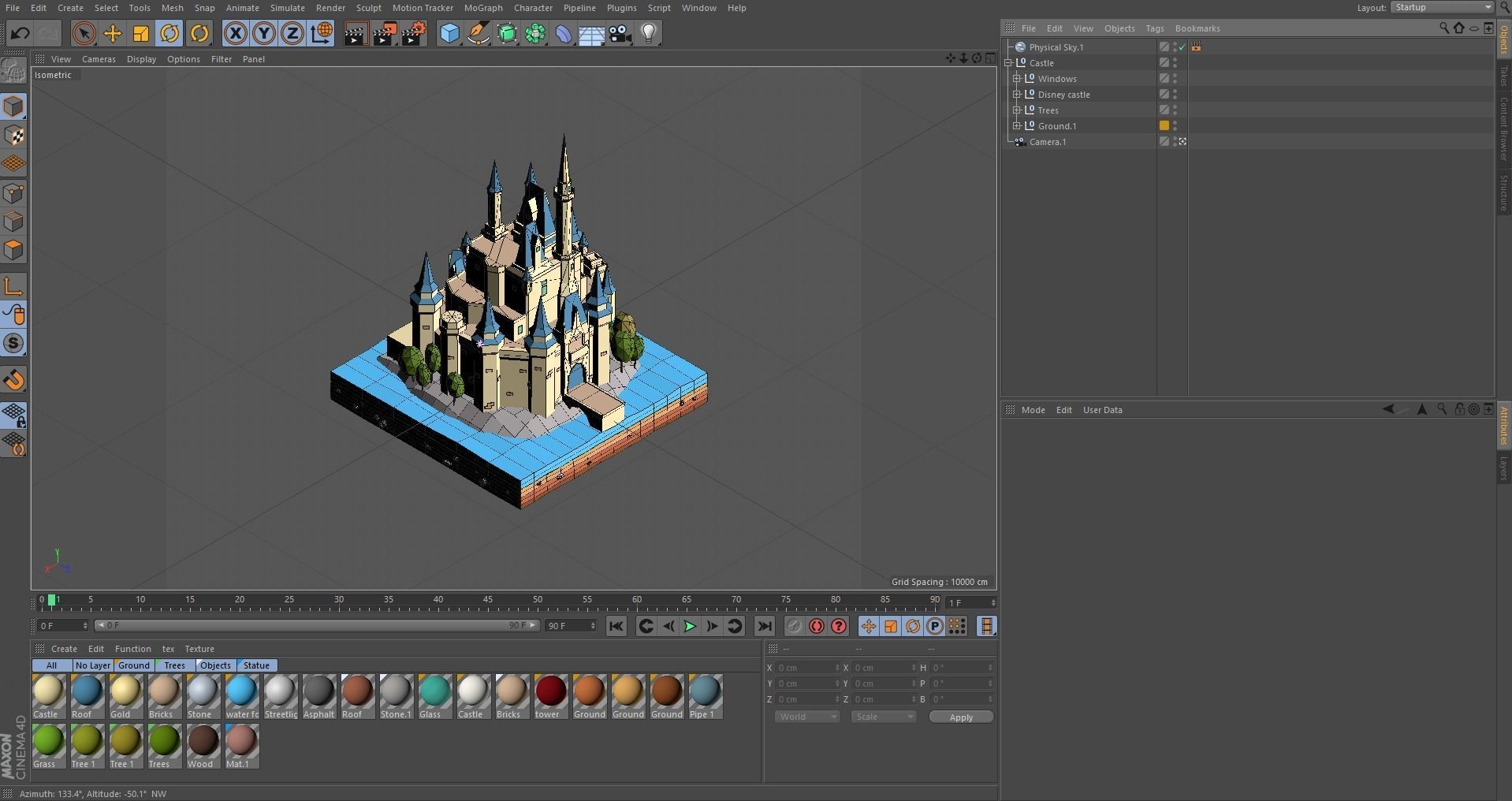 Cartoon Low Poly Disney Castle  Low-poly 3D model_10