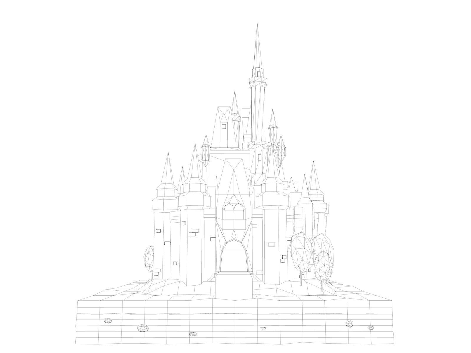 Cartoon Low Poly Disney Castle  Low-poly 3D model_7