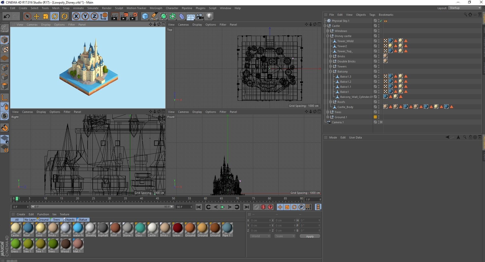 Cartoon Low Poly Disney Castle  Low-poly 3D model_11