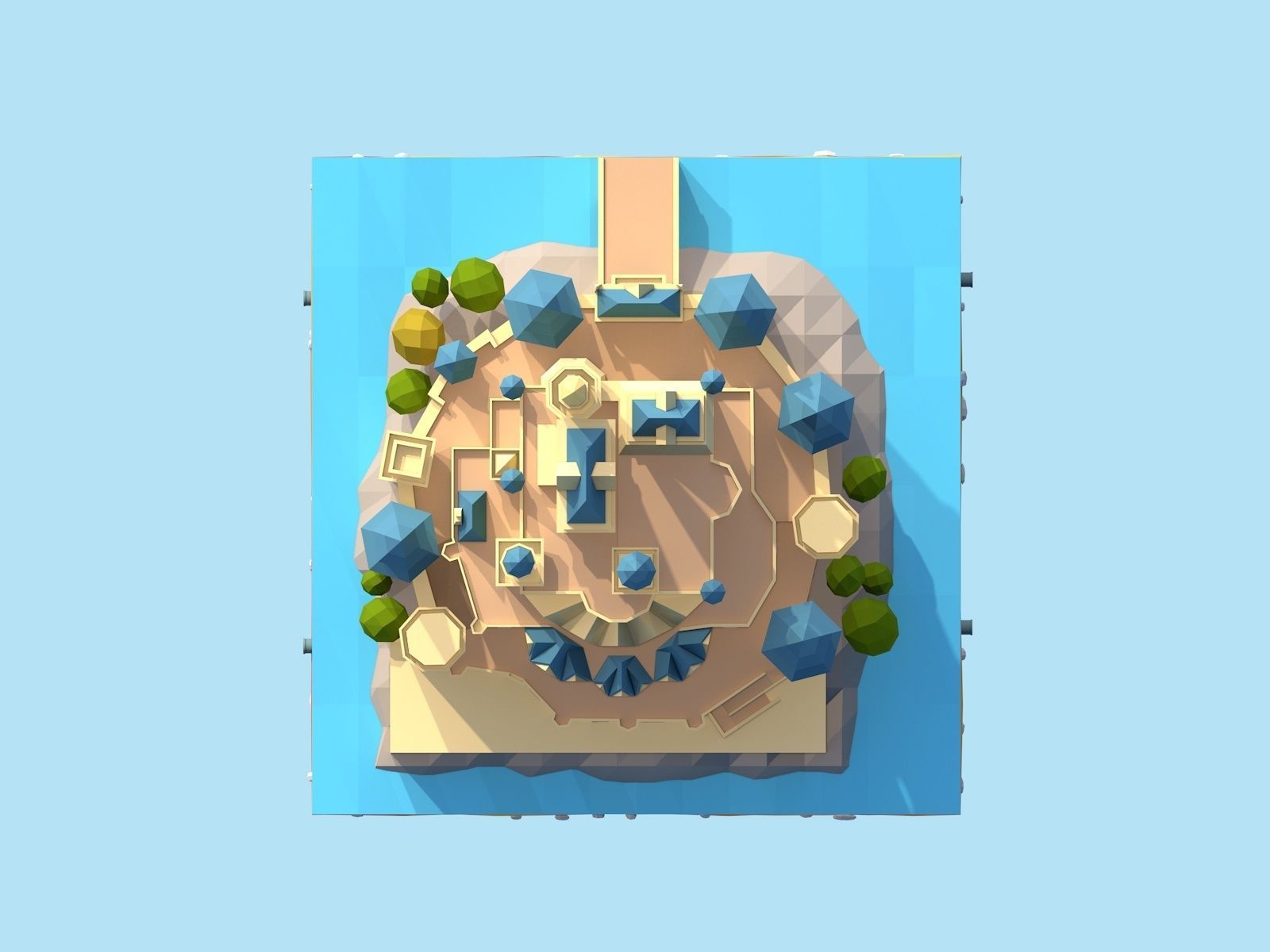 Cartoon Low Poly Disney Castle  Low-poly 3D model_3
