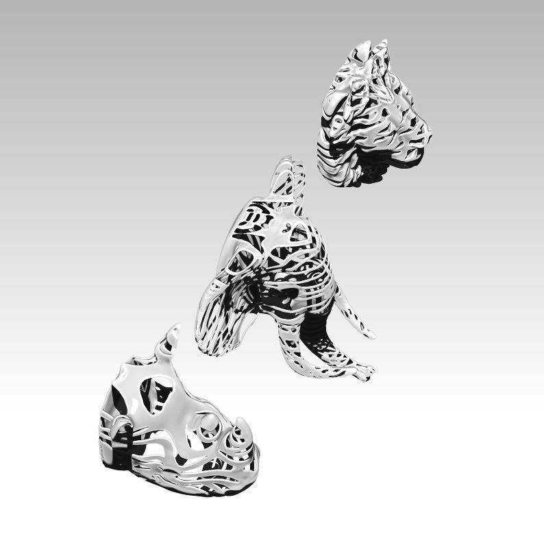 Jungle Safari set Wire Frame  Elephant Lion Rhinoceros 3D print model_2