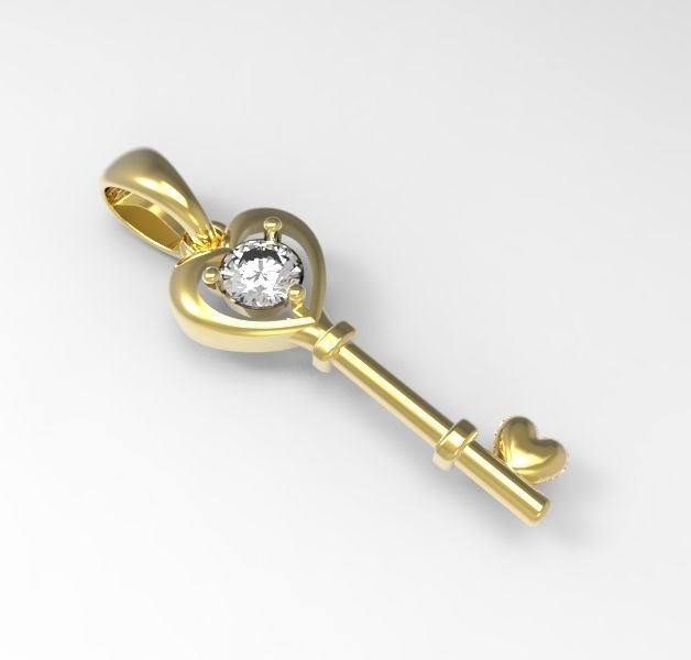 Key haert 3D print model_2