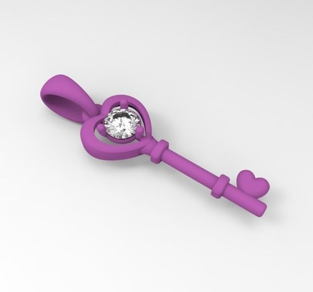 Key haert 3D print model_4
