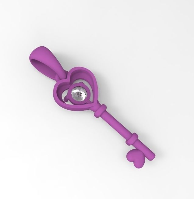 Key haert 3D print model_5