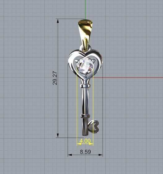 Key haert 3D print model_6