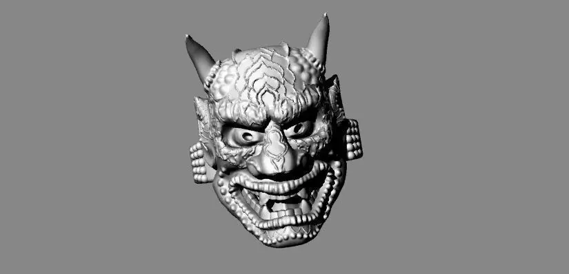 Hannya mask ring  3D print model_0