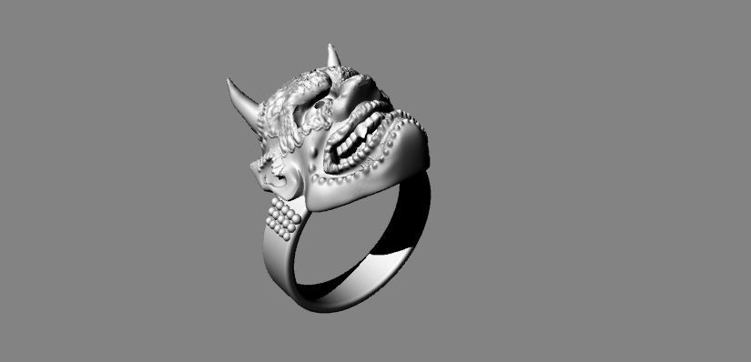 Hannya mask ring  3D print model_1