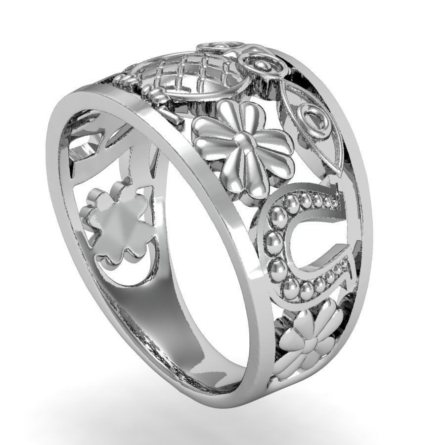 ring elephant owl horseshoe 3D print model_2