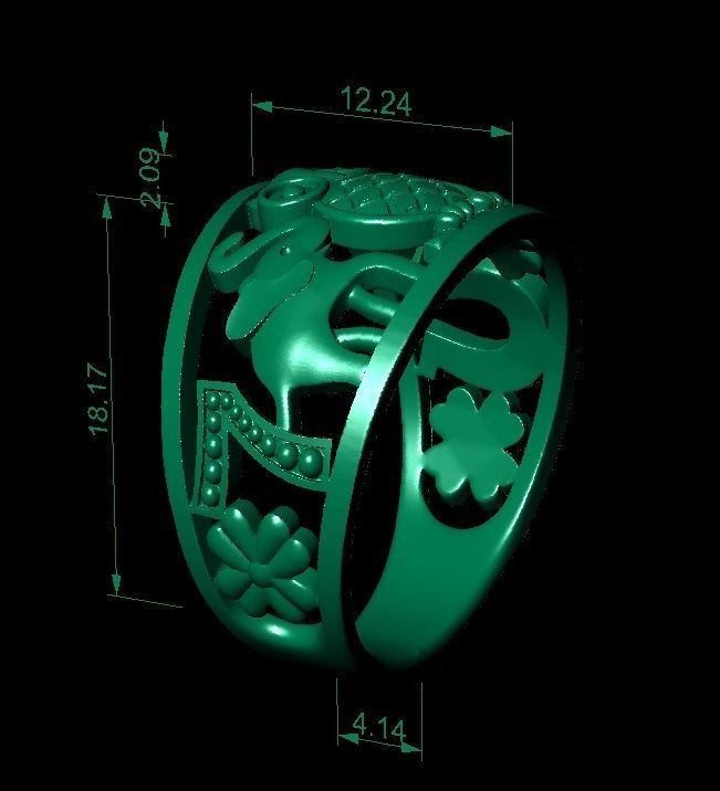 ring elephant owl horseshoe 3D print model_4