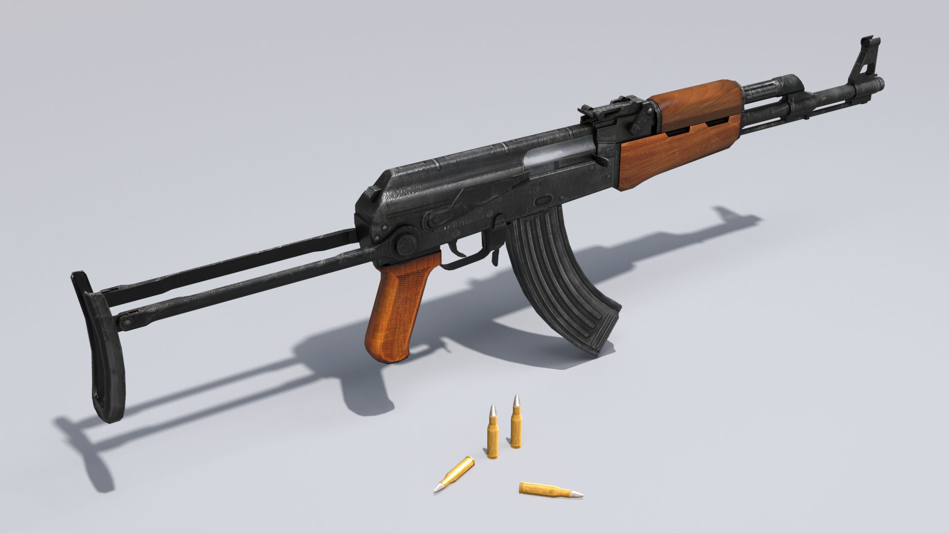 AKM assault rifle - 3D AK 47 Low-poly model Low-poly 3D model_3
