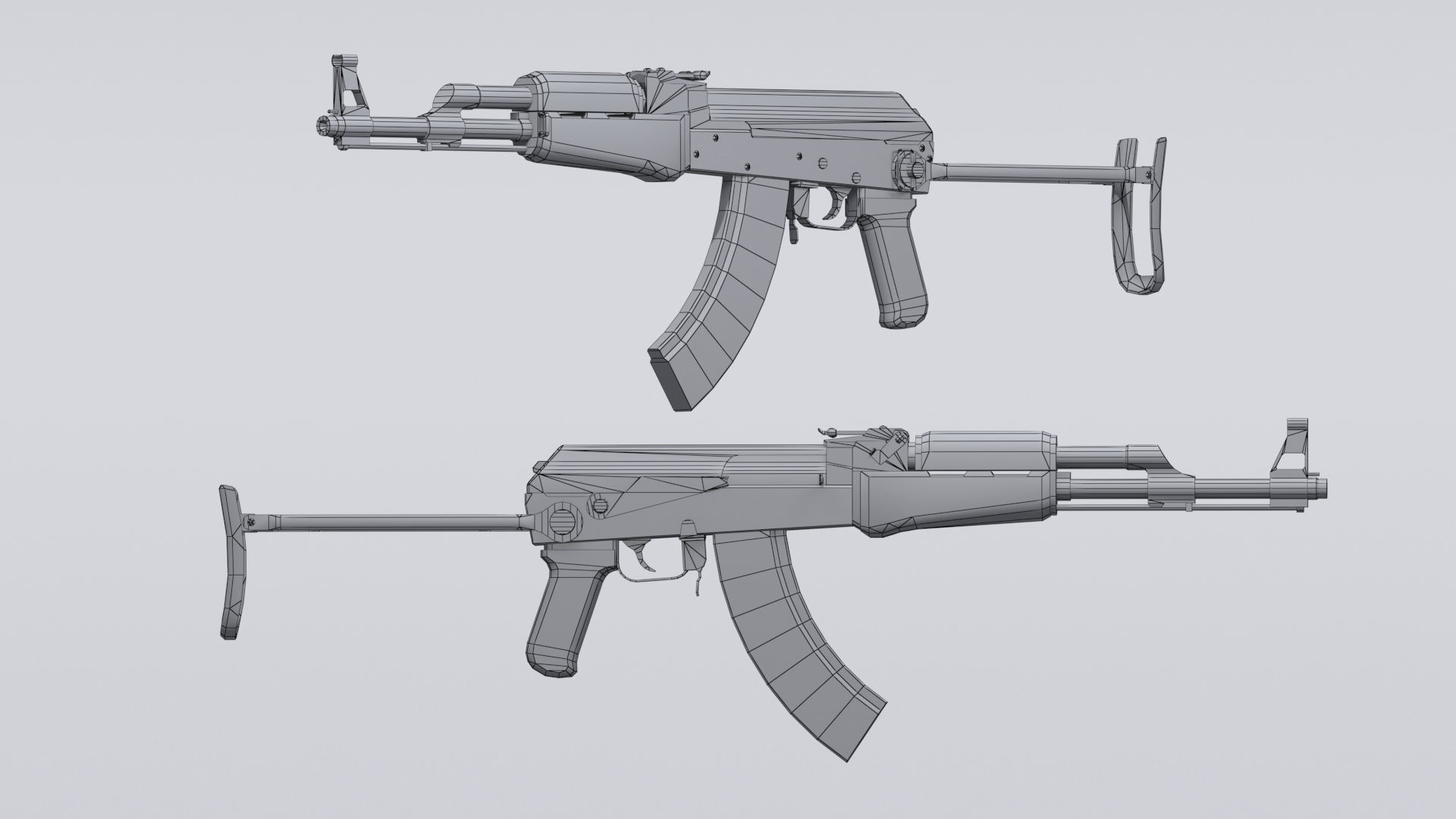 AKM assault rifle - 3D AK 47 Low-poly model Low-poly 3D model_13