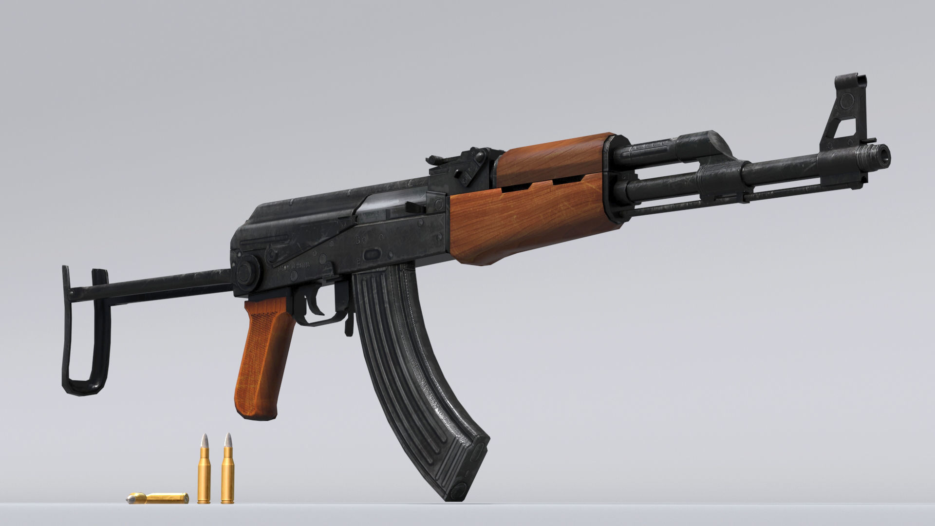 AKM assault rifle - 3D AK 47 Low-poly model Low-poly 3D model_10