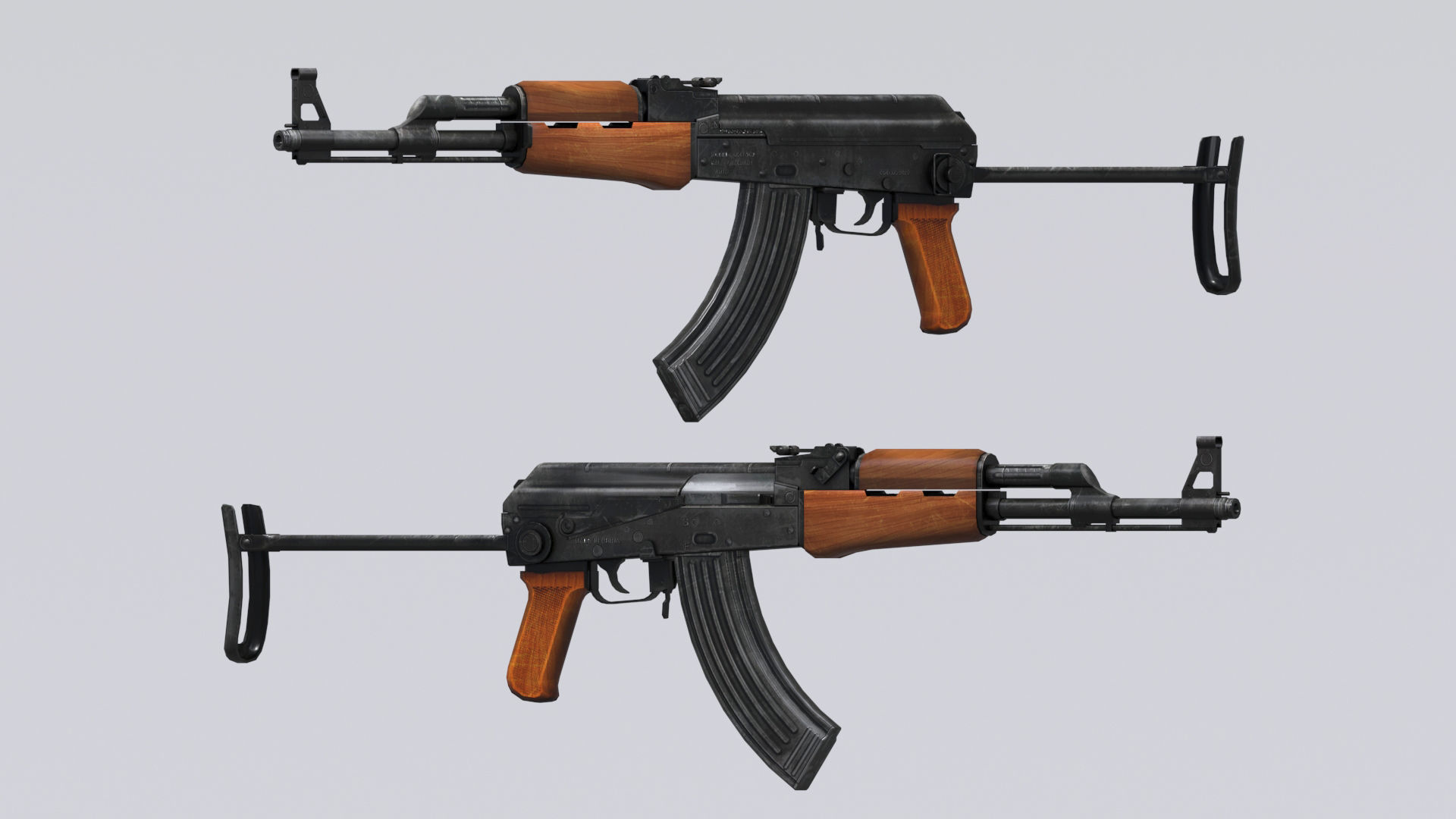AKM assault rifle - 3D AK 47 Low-poly model Low-poly 3D model_9