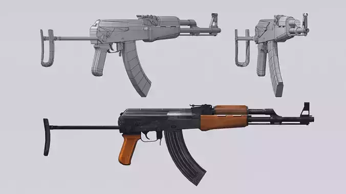AKM assault rifle - 3D AK 47 Low-poly model Low-poly 3D model