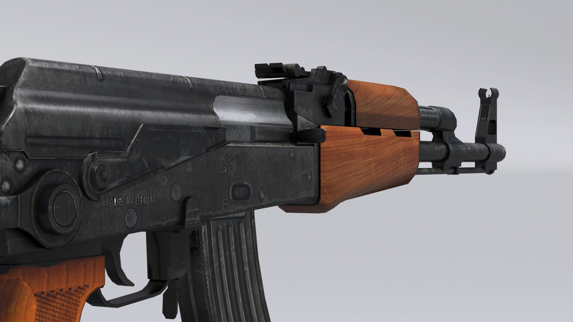 AKM assault rifle - 3D AK 47 Low-poly model Low-poly 3D model_2