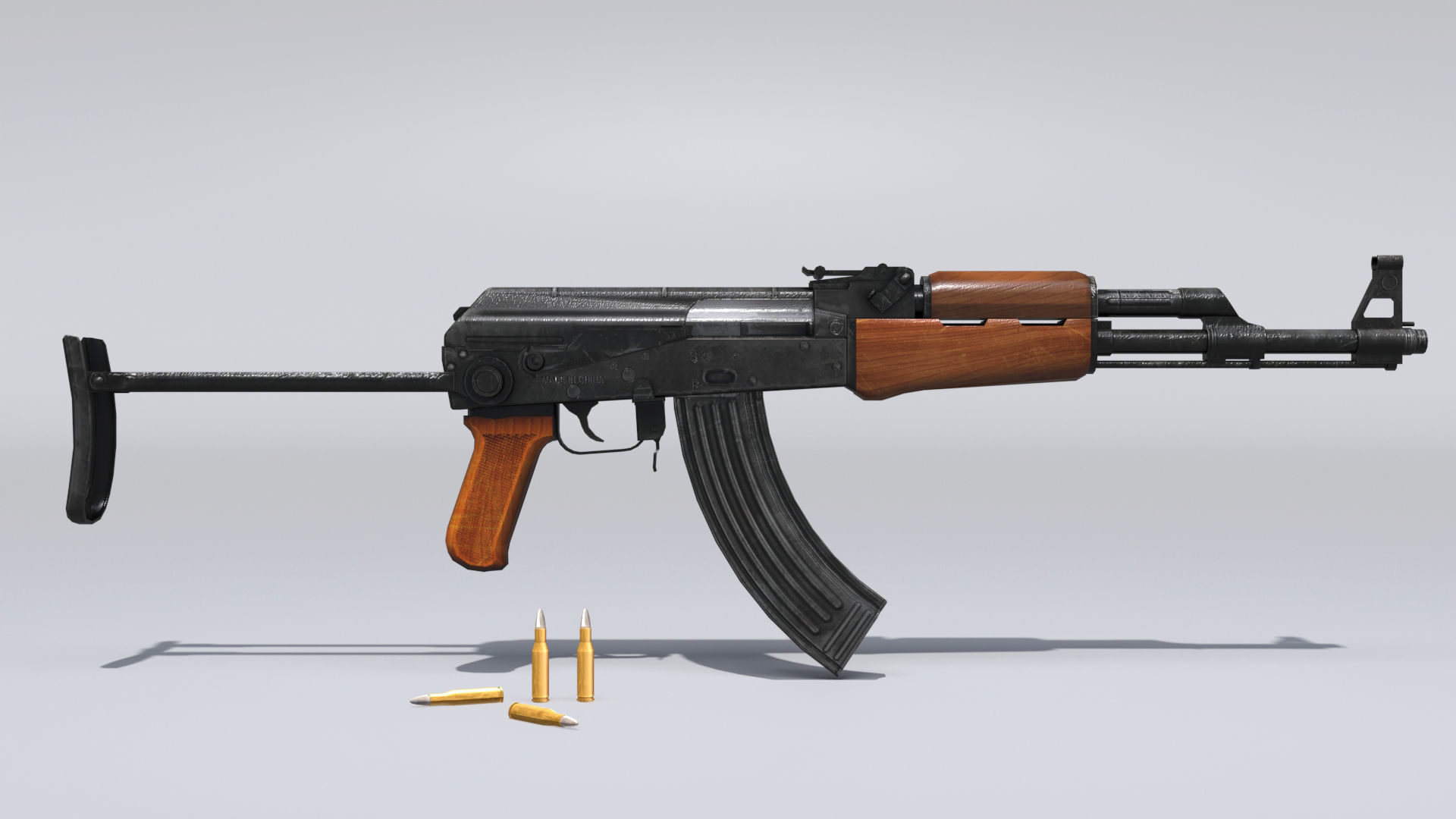 AKM assault rifle - 3D AK 47 Low-poly model Low-poly 3D model_6