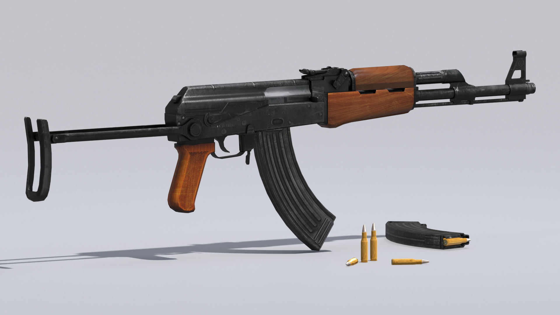 AKM assault rifle - 3D AK 47 Low-poly model Low-poly 3D model_8