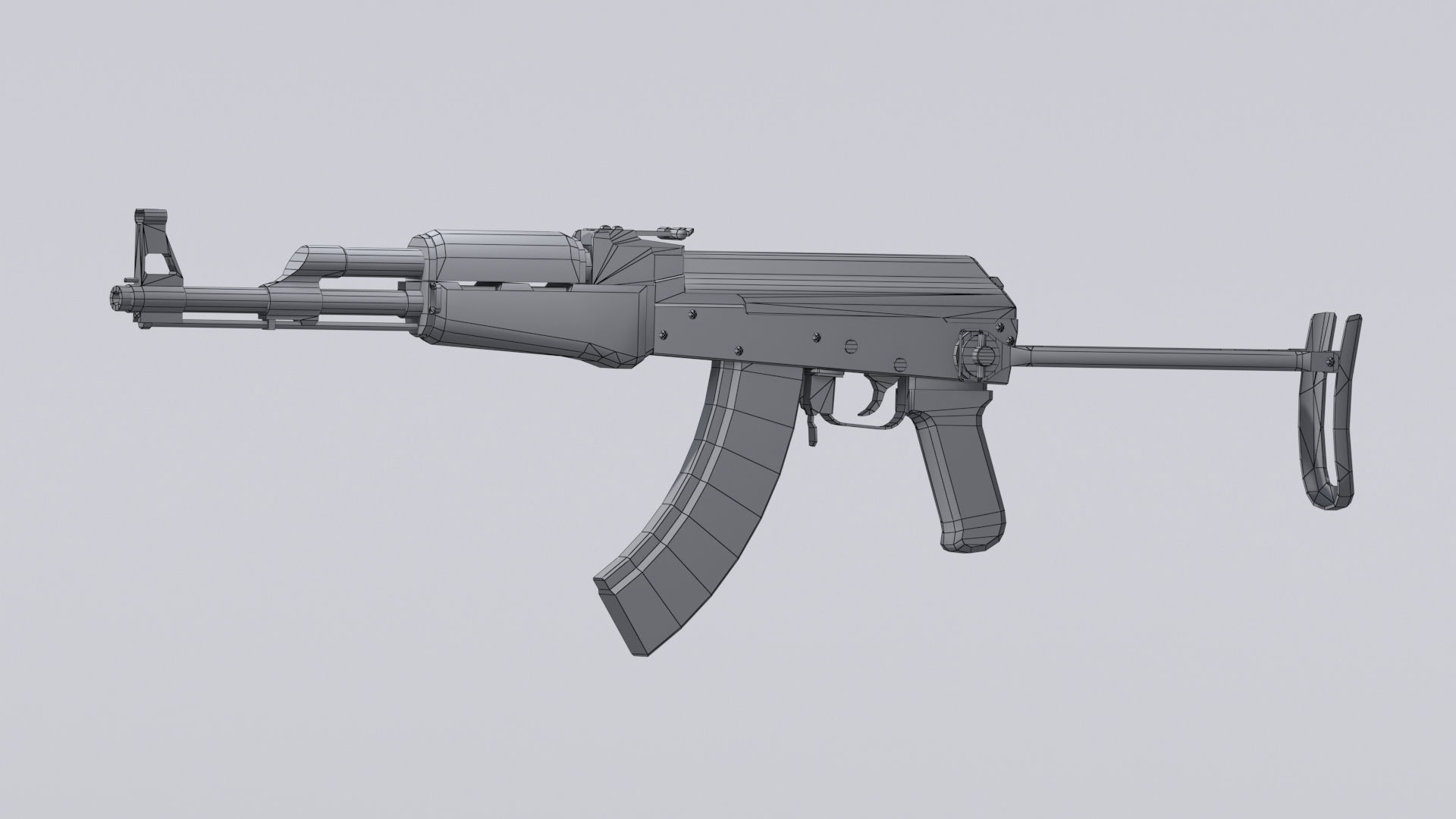 AKM assault rifle - 3D AK 47 Low-poly model Low-poly 3D model_14