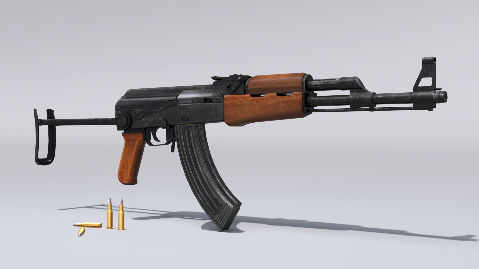 AKM assault rifle - 3D AK 47 Low-poly model Low-poly 3D model_7
