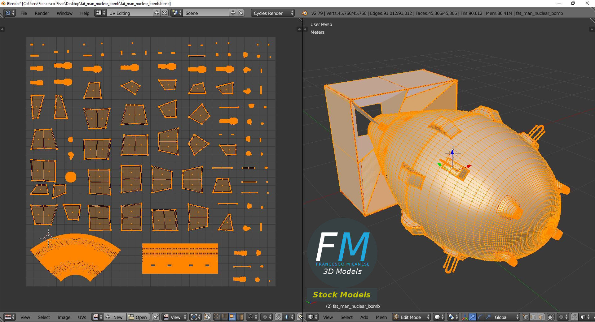 Fat Man nuclear bomb 3D model_10