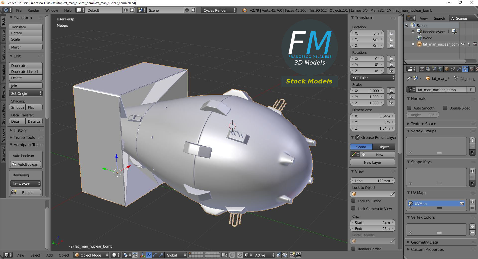 Fat Man nuclear bomb 3D model_9