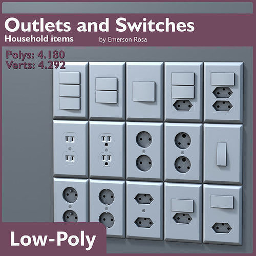 Low-Poly Outlets and Switches Low-poly 3D model